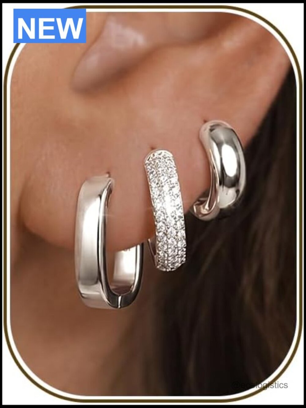 3 Pair Gold Chunky Hoop Earrings Set Hypoallergenic Stacking Huggies
